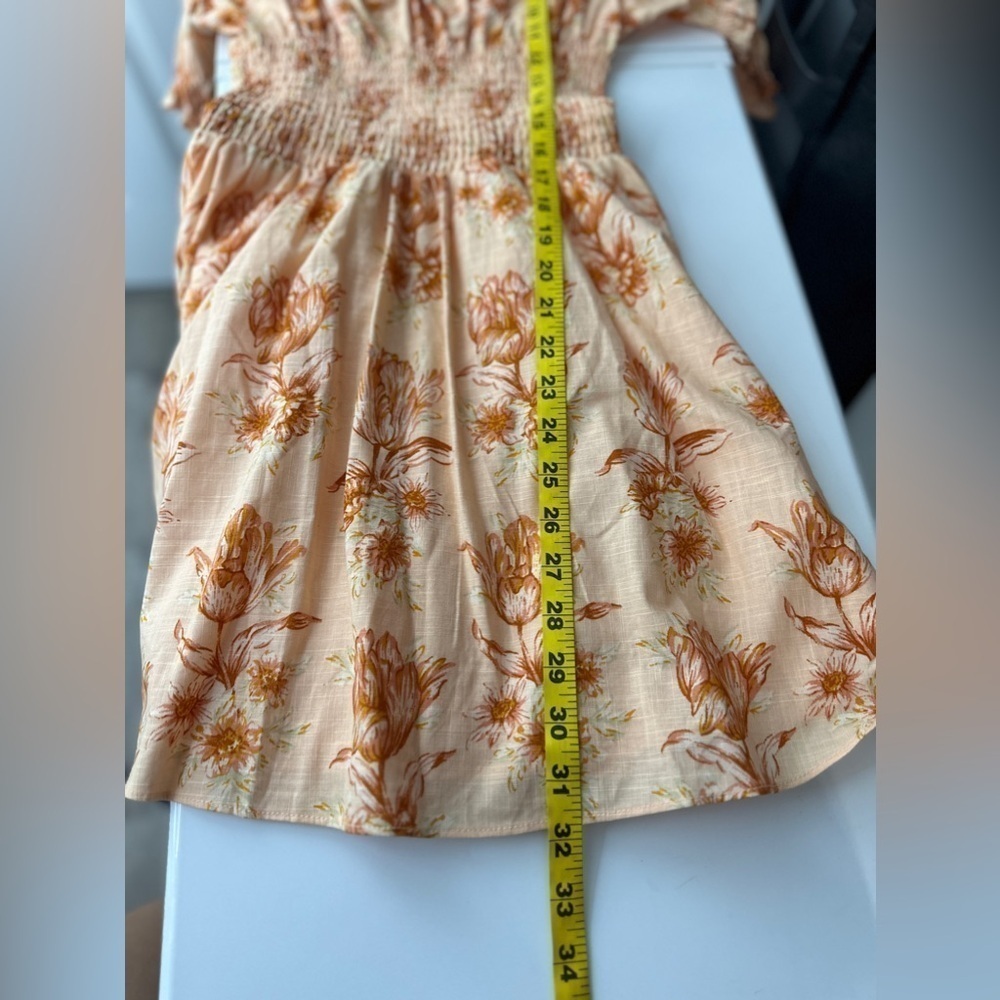 NEW Sabo Skirt Charlize Floral Puff Sleeve Mini Dress Pastel Orange Sz XS - Picture 10 of 13